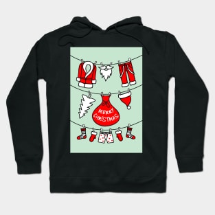 Santa Claus clothesline, Christmas card Hoodie